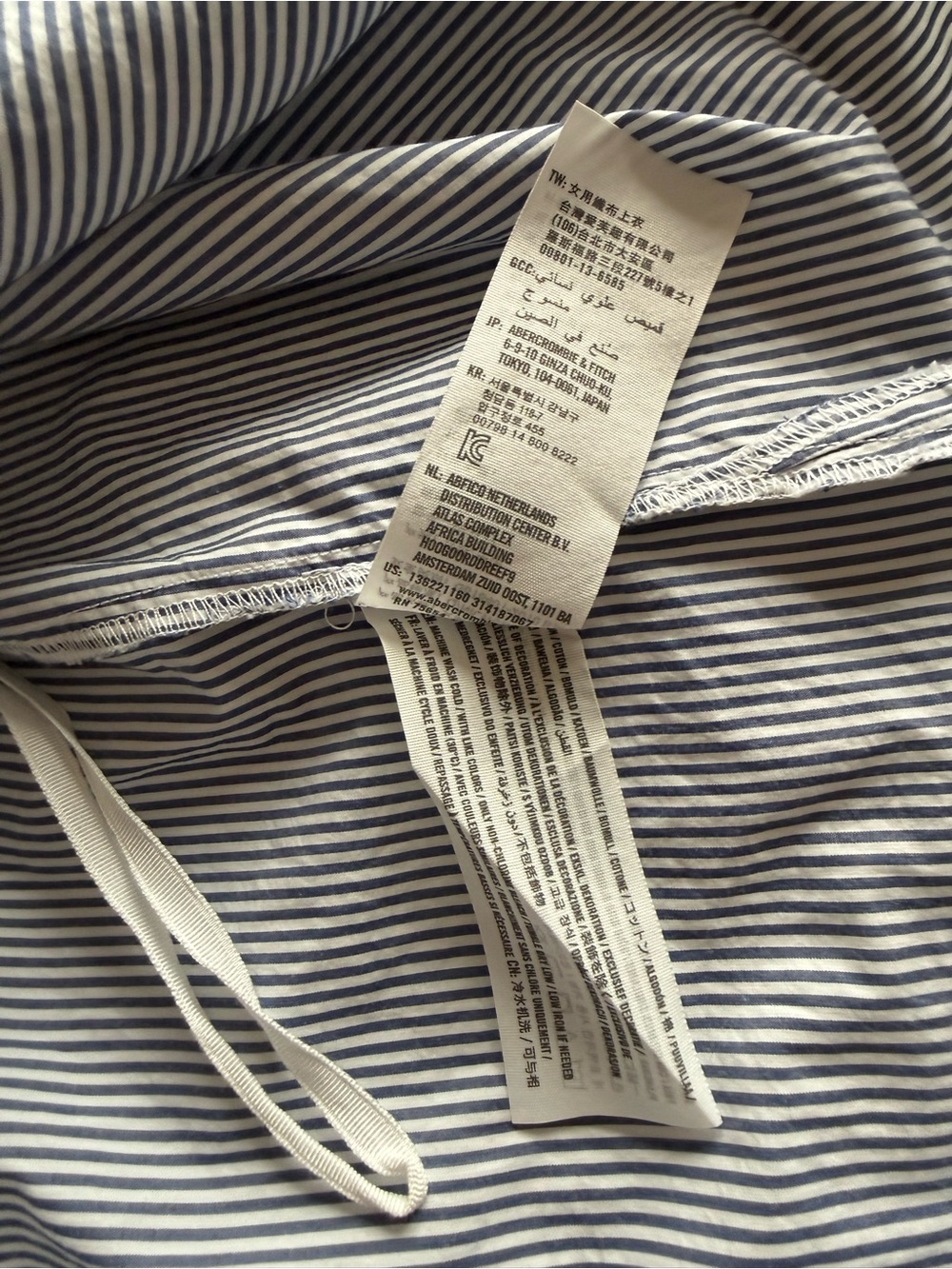 Abercrombie & Fitch 100% Cotton Off Shoulder Stripe Blouse M - Picture 9 of 9